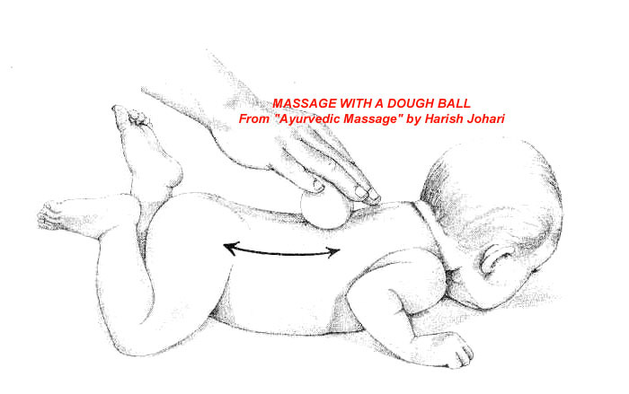 Click for a larger image of baby massage with a dough ball 