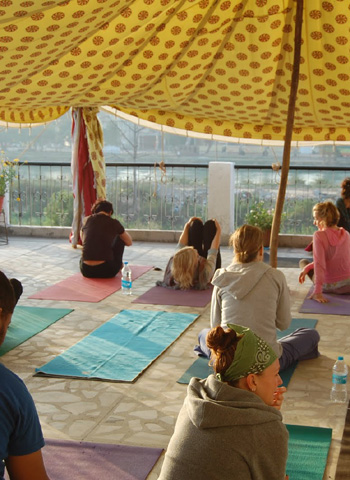 Yoga on the roof overlooking the Ganga